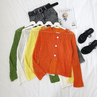 Slit-front Buttoned Open Knit Top