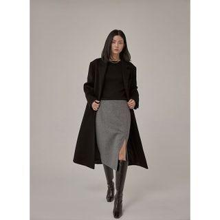 Slit Woolen H-line Skirt