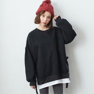 Mock Two Piece Tie-side Puff Sleeve Top