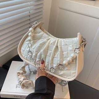 Faux Pearl Chain Detail Hobo Bag