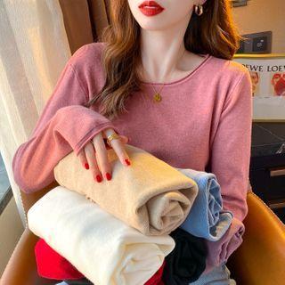 Long-sleeve Plain Knit Top In 7 Colors