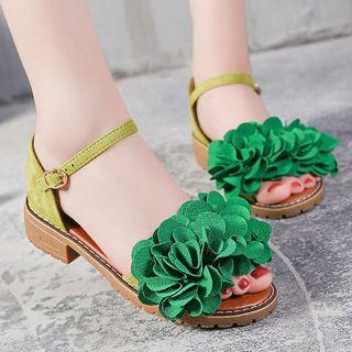 Flower Accent Ankle Strap Sandals