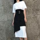 Set: Short-sleeve T-shirt Dress + Asymmetrical Skirt