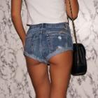 Low-waist Distressed Denim Hot Pants