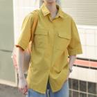 Short-sleeve Plain Cargo Shirt