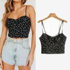 Spaghetti-strap Floral Print Cropped Camisole Top