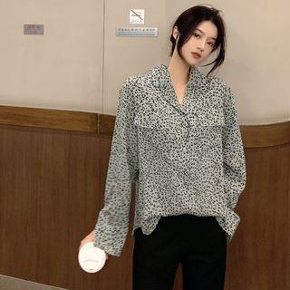 Printed Leopard Loose-fit Long-sleeve Shirt