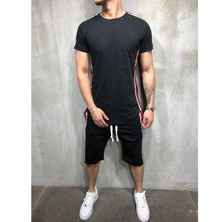 Set: Striped Side Short-sleeve T-shirt + Shorts