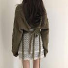Tie-back Cable-knit Cropped Sweater