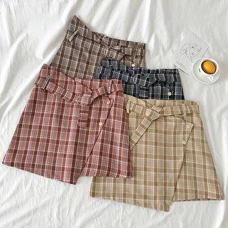 Asymmetric Color-block High-waist Skirt