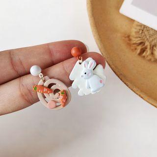 Rabbit Carrot Asymmetrical Alloy Dangle Earring