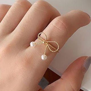 Ribbon Ring Gold & White - One Size