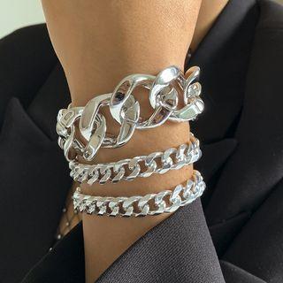Set Of 3: Layered Chunky Chain Bracelet