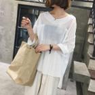 V-neck Mesh Top