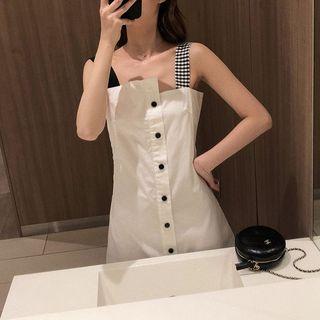 Sleeveless Asymmetric Plaid Open Back Dress