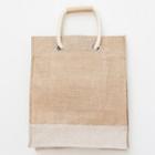 Rope-handle Two-tone Shopper Bag