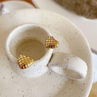 Heart Stud Earring E370 - 1 Pair - Gold - One Size