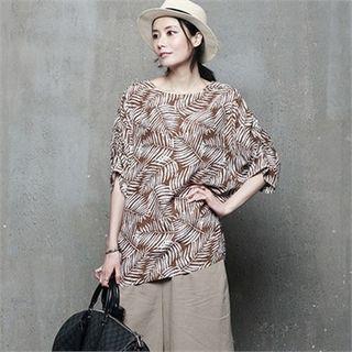 Elbow- Sleeve Patterned Top
