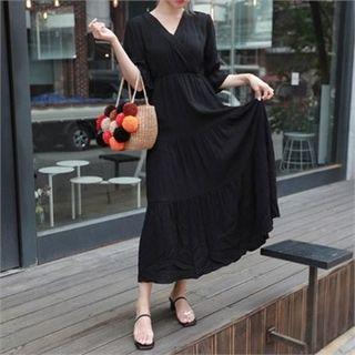 Wrap-front Tiered Maxi Dress