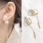 Faux Pearl Chained Dangle Earring 1 Pair - Wer-402 - 925 Silver - One Size