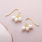 Beaded Earring 1 Pair - Gold & White - One Size