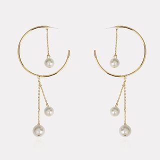 Faux Pearl Drop Earring 1 Pair - Faux Pearl Alloy Dangle Earring - One Size