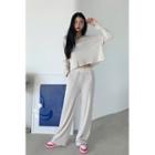Set: Ribbed Hoodie + Wide-leg Pants