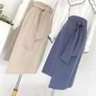 Tie Waist A-line Midi Skirt