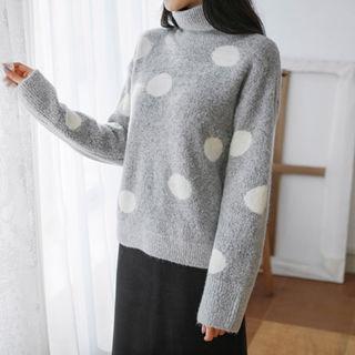 Turtleneck Polka-dot Sweater