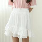 Band-waist Frilled Miniskirt