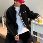 Lettering Contrast Trim Jacket