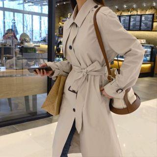 Epaulet Single-breasted Trench Jacket With Belt