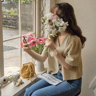 Puff-sleeve V-neck Jacket