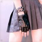 Studded Faux Leather Bracelet / Faux Leather Fingerless Gloves
