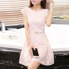 Lace Cap-sleeve A-line Dress