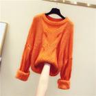 Plain Oversize Cable-knit Sweater