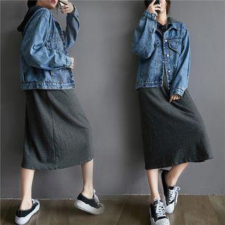 Denim Jacket / Midi Hoodie Dress