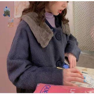 Woolen Plain Coat As Shown In Figure - One Size
