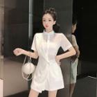 Short-sleeve Wrap Wide Leg Playsuit
