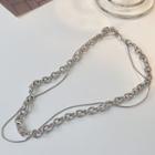 Chained Layered Necklace 1pc - Silver - One Size