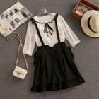 Puff-sleeve Ruffled Blouse / Jumper Skirt