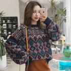 Patterned Balloon Sleeve Sweater