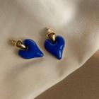 Heart Stud Earring 1 Pair - Silver Stud - Blue - One Size