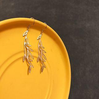 925 Sterling Silver Cutout Leaves Earring 1 Pair - E247 - Silver - One Size