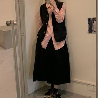 Plain Shirt / Vest / Midi Skirt