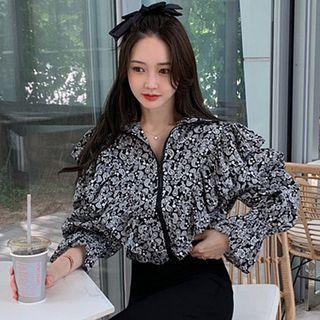 Paisley Print Cropped Zip Jacket