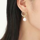 Geometry Faux Pearl Drop Earring 1 Pair - Asymmetric - Gold - One Size