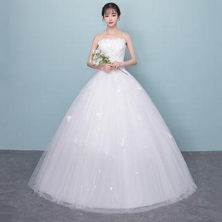 Embroidered Tube A-line Wedding Gown / Set