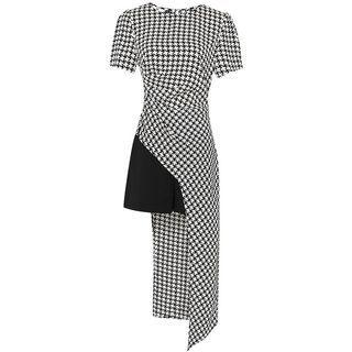 Set: Short-sleeve Houndstooth Slit T-shirt + Shorts