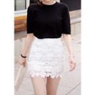 Overlay-lace Mini Skirt